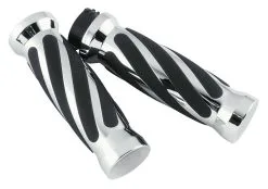 Biker's Choice Chrome And Rubber Grips For Harley With Dual Cable Throttle
