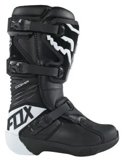 Fox Racing Youth Comp Boots Black / Youth 2 [Open Box] -Moto Parts Store fox racing youth comp boots black youth2 open box black 1