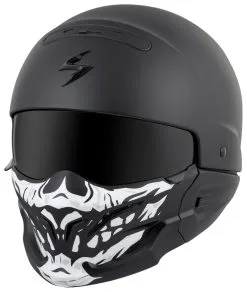 Scorpion EXO Covert Skull Face Mask -Moto Parts Store scorpion covert skull face mask black white 2