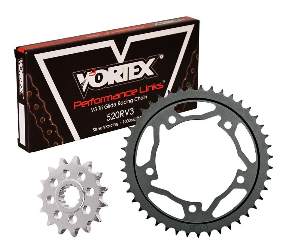 Vortex Racing Vortex V3 HFR Quick Accel Chain And Sprocket Kit Honda CBR1000RR 2006-2018 15/44 / RX3 Gold Chain/Bla... [Open Box]