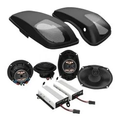 Wild Boar Audio Wild Boar By Hogtunes Front Speakers, Lids, & 400 Watt Amp Kit For Harley Touring 2014-2023
